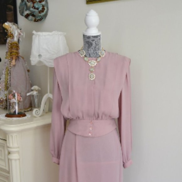 Pierre Cardin Dresses & Skirts - Vintage Pierre Cardin 60s Pink Skirt Suit Peplum